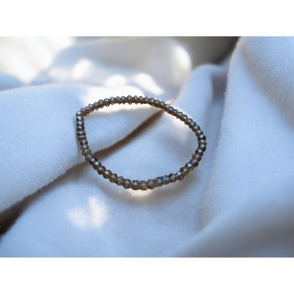 BUNDLE ONLY New Sparkly Faceted Cold Champagne Clear Glass Beads Beaded Bracelet - Picture 2 of 3